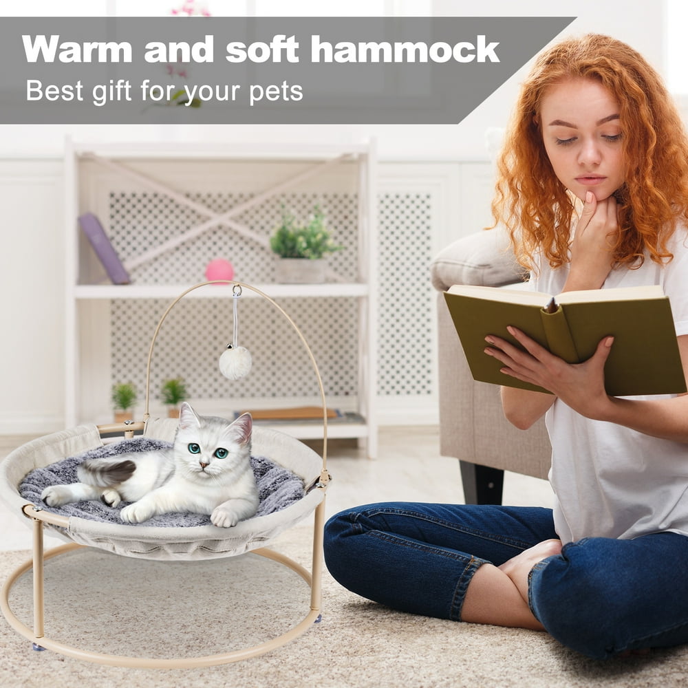 Cat Hammock, Cat Hammock Bed, Cat Bed, Detachable Pet Hammock Bed, Hanging Elevated Cat Nest, Pet Bed Suitable for Indoor Outdoor, Off-White
