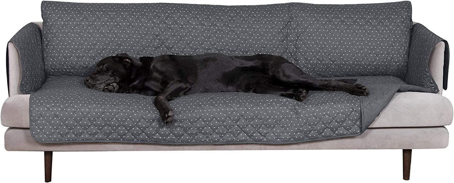 Large Sofa/Couch Cover Protector for Dogs, Cats, & Children - Water-Resistant & Reversible-Tone Pinsonic Quilted Living Room Furniture Cover - Gray/Mist, Large Sofa
