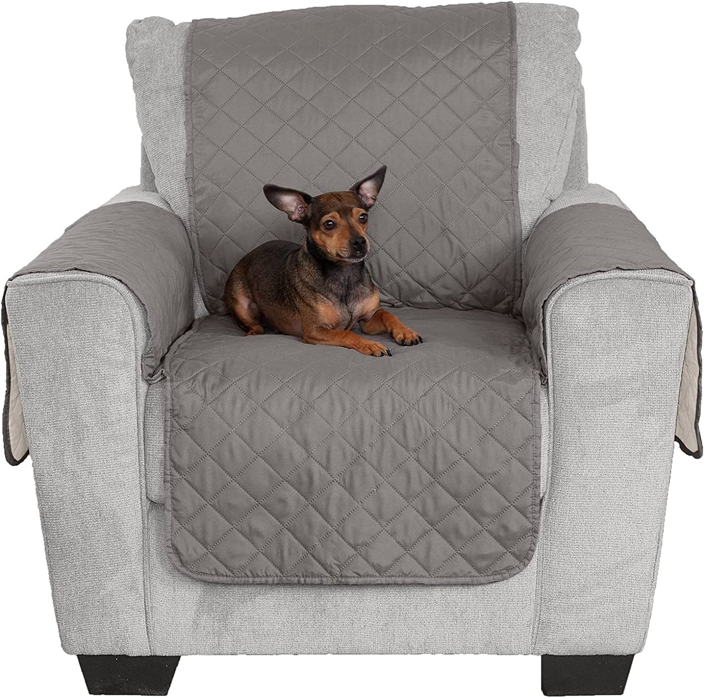 Large Sofa/Couch Cover Protector for Dogs, Cats, & Children - Water-Resistant & Reversible-Tone Pinsonic Quilted Living Room Furniture Cover - Gray/Mist, Large Sofa