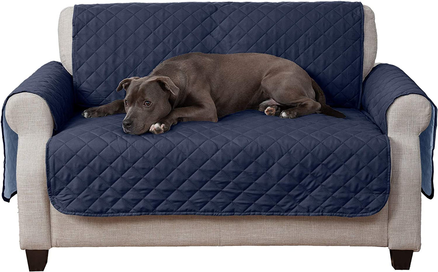 Large Sofa/Couch Cover Protector for Dogs, Cats, & Children - Water-Resistant & Reversible-Tone Pinsonic Quilted Living Room Furniture Cover - Gray/Mist, Large Sofa