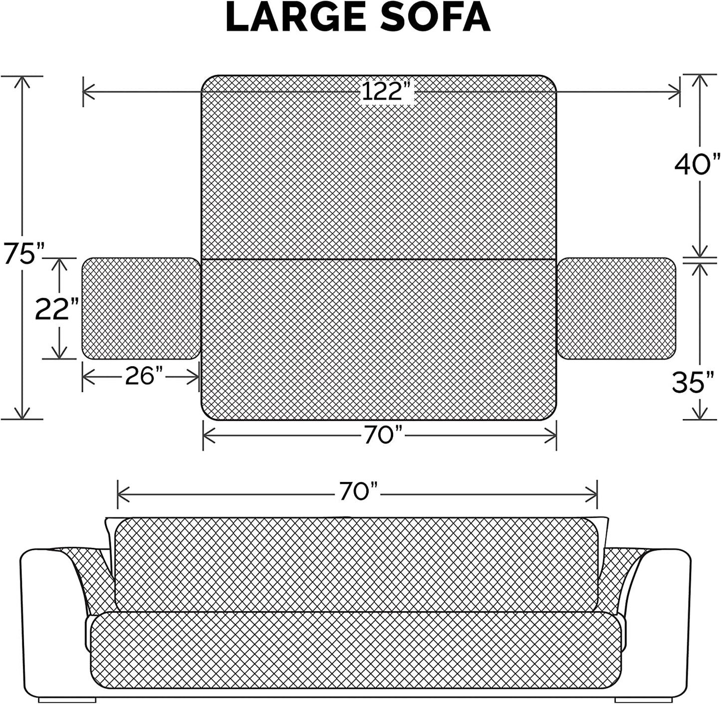 Large Sofa/Couch Cover Protector for Dogs, Cats, & Children - Water-Resistant & Reversible-Tone Pinsonic Quilted Living Room Furniture Cover - Gray/Mist, Large Sofa
