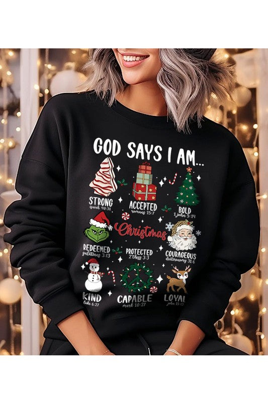 God says I am Santa UNISEX FLEECE SWEATSHIRT