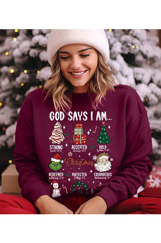 God says I am Santa UNISEX FLEECE SWEATSHIRT