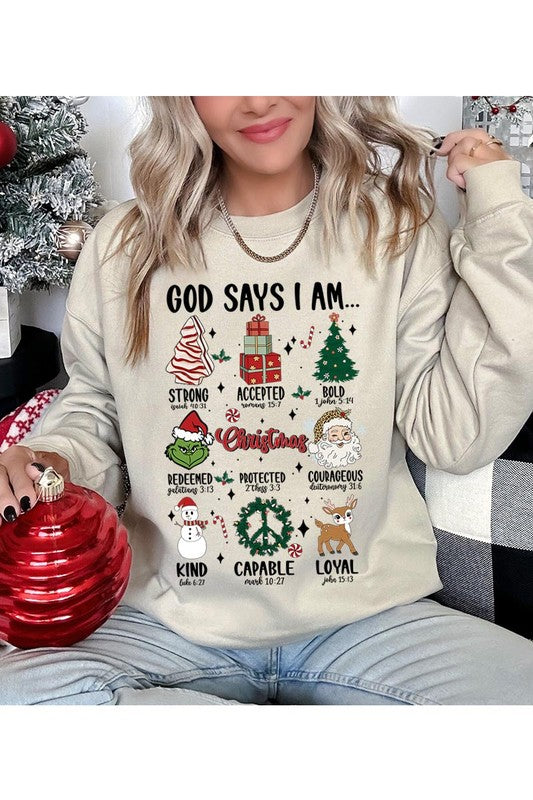 God says I am Santa UNISEX FLEECE SWEATSHIRT