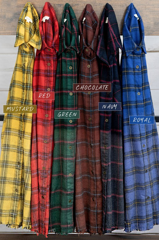 Green/Red/Purple Western Style Flannel Middle Kayla Shirt