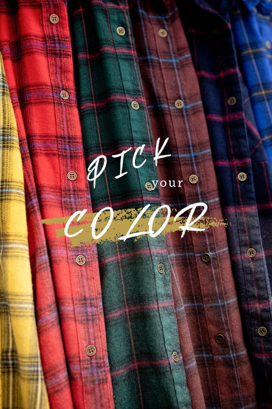 Green/Red/Purple Western Style Flannel Middle Kayla Shirt