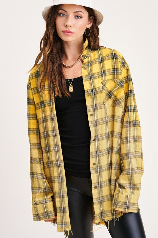 Green/Red/Purple Western Style Flannel Middle Kayla Shirt