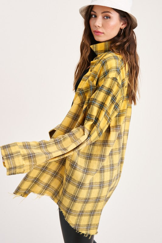 Green/Red/Purple Western Style Flannel Middle Kayla Shirt