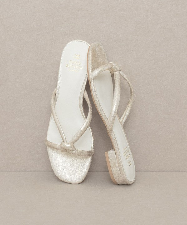 Pearl Strap Ada - Delicate Knotted Flat Sandal