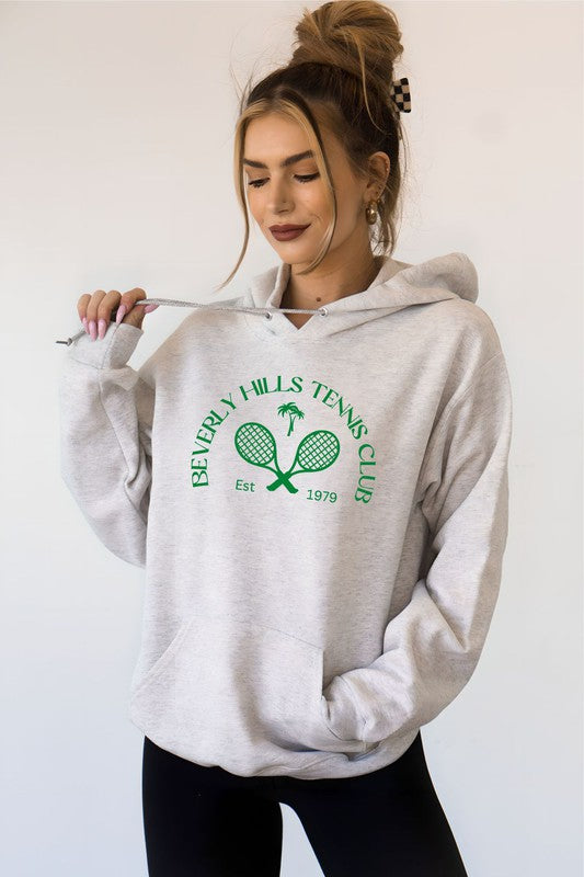 Retro Pink and White Beverly Hills Only Tennis Club Softest Ever Hoodie