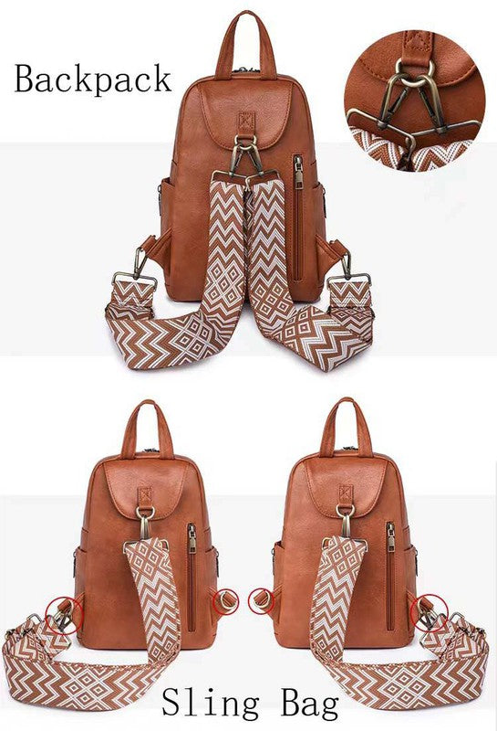 Vintage Modern Simple Nylon Convertible Backpack Sling