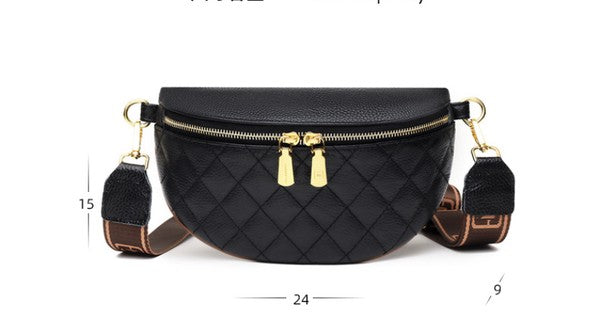 Simple Easy Cream Quilted Leather Crescent Sling Bag