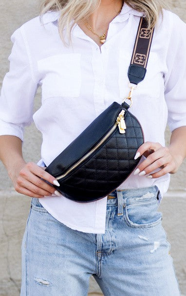 Simple Easy Cream Quilted Leather Crescent Sling Bag