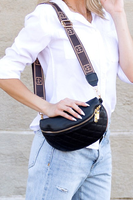 Simple Easy Cream Quilted Leather Crescent Sling Bag