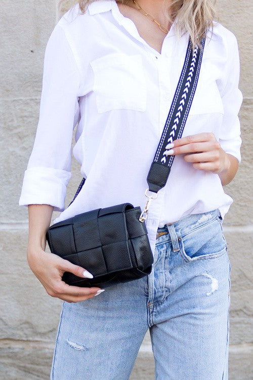 Dandy Squre Cubic Foldover Leather Crossbody