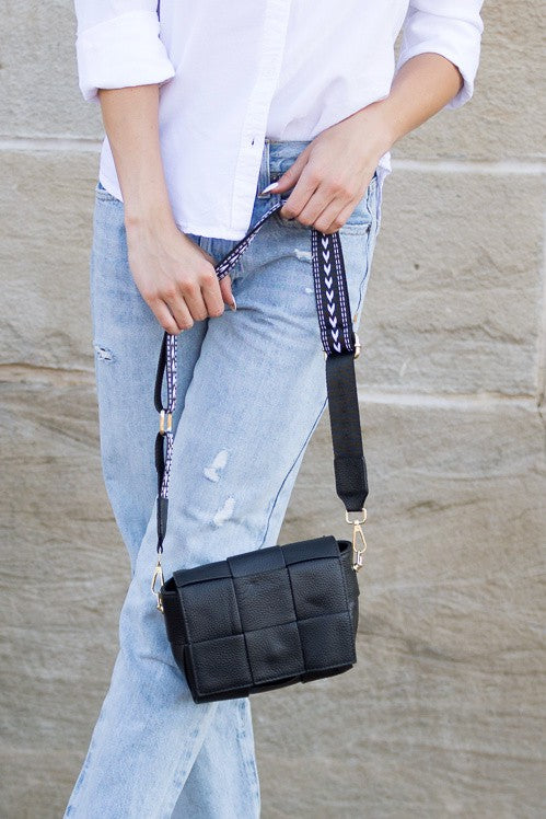 Dandy Squre Cubic Foldover Leather Crossbody