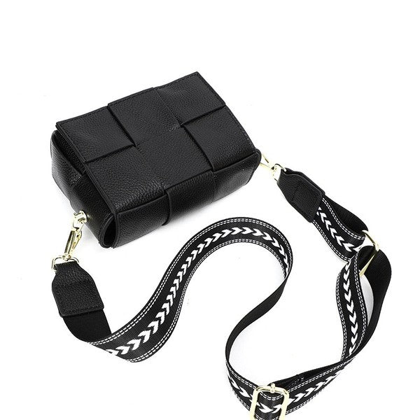 Dandy Squre Cubic Foldover Leather Crossbody