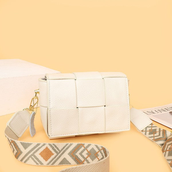 Dandy Squre Cubic Foldover Leather Crossbody