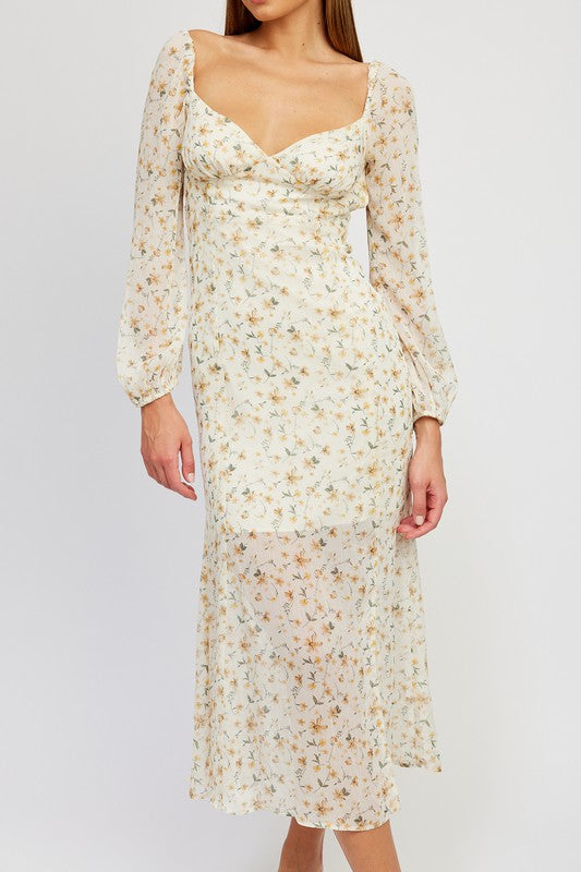 Dignity FLORAL lightweight PRINTCHIFFON MAXI DRESS WITH OPEN BACK