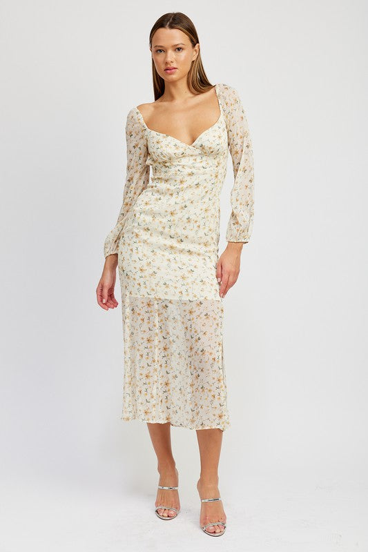 Dignity FLORAL lightweight PRINTCHIFFON MAXI DRESS WITH OPEN BACK