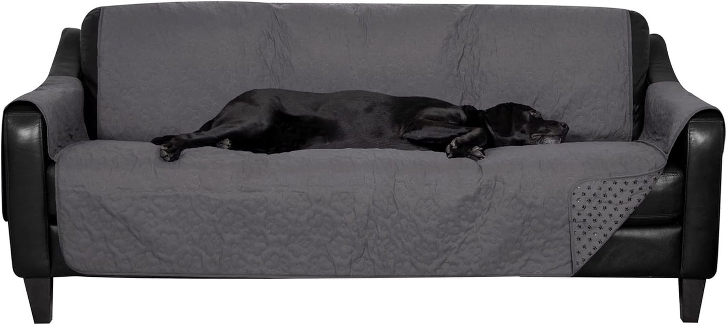 Large Sofa/Couch Cover Protector for Dogs, Cats, & Children - Water-Resistant & Reversible-Tone Pinsonic Quilted Living Room Furniture Cover - Gray/Mist, Large Sofa