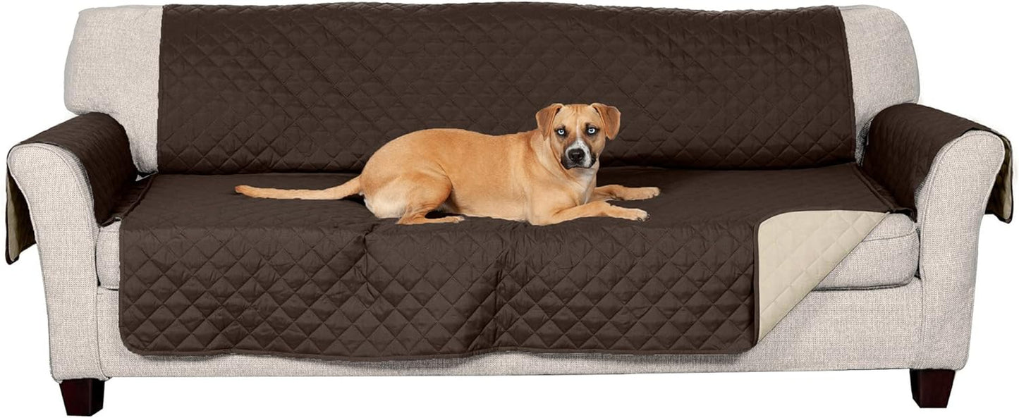 Large Sofa/Couch Cover Protector for Dogs, Cats, & Children - Water-Resistant & Reversible-Tone Pinsonic Quilted Living Room Furniture Cover - Gray/Mist, Large Sofa