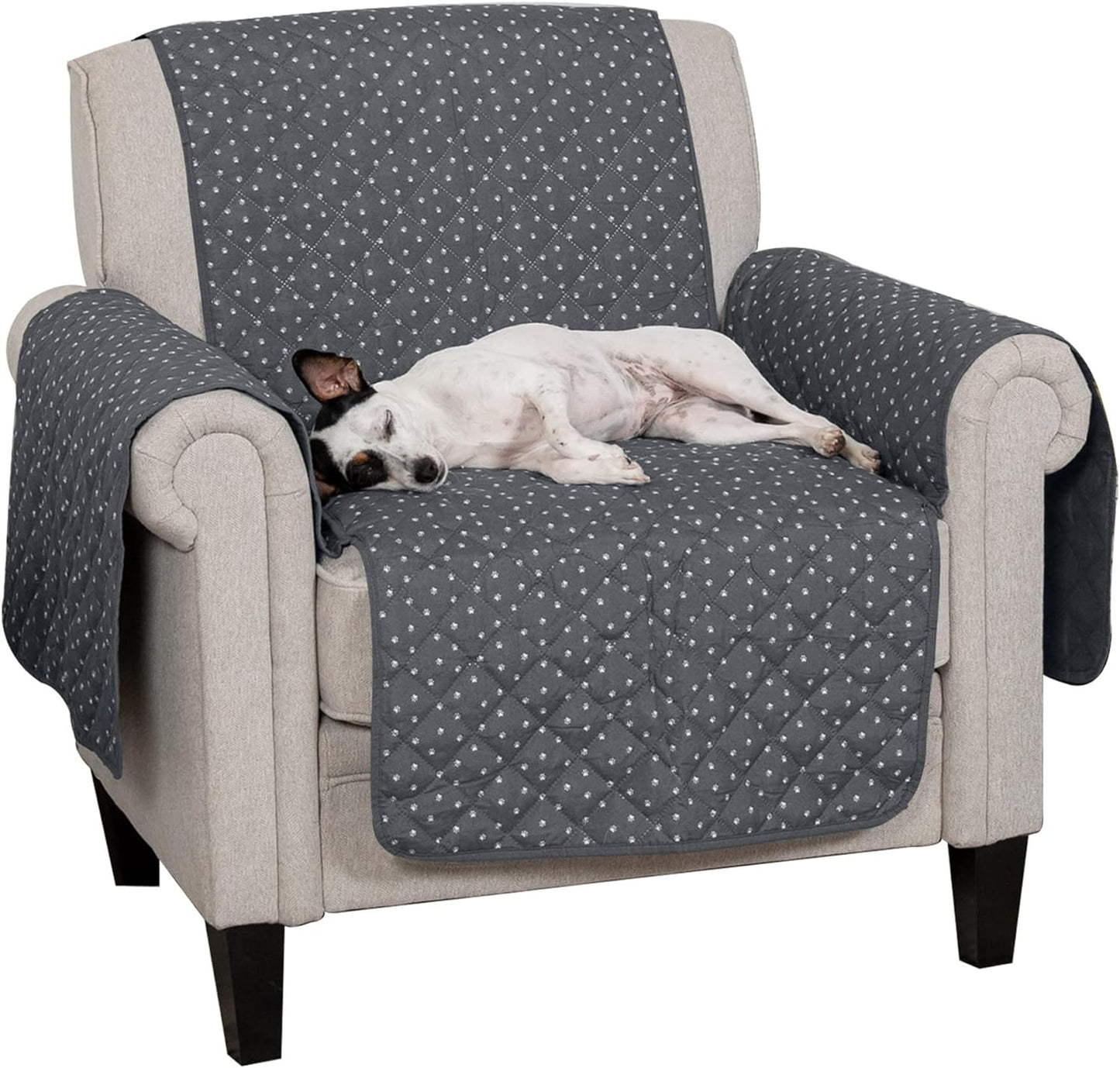 Large Sofa/Couch Cover Protector for Dogs, Cats, & Children - Water-Resistant & Reversible-Tone Pinsonic Quilted Living Room Furniture Cover - Gray/Mist, Large Sofa