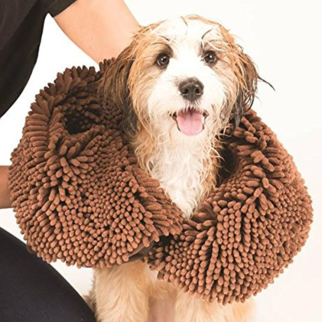 Heavy Duty Shammy Dog Towels for Drying Dogs - Soft Microfiber Bath Towel - Super Absorbent, Quick Drying, & Machine Washable - Must Have Dog & Cat Bathing Supplies | Grey 13X31