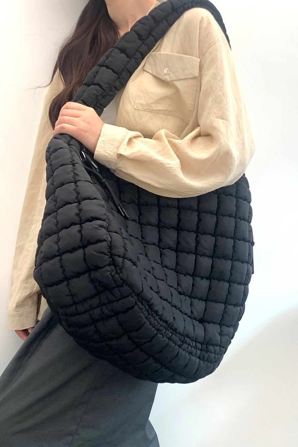 Square Quilted Carryall Crossbody Bag
