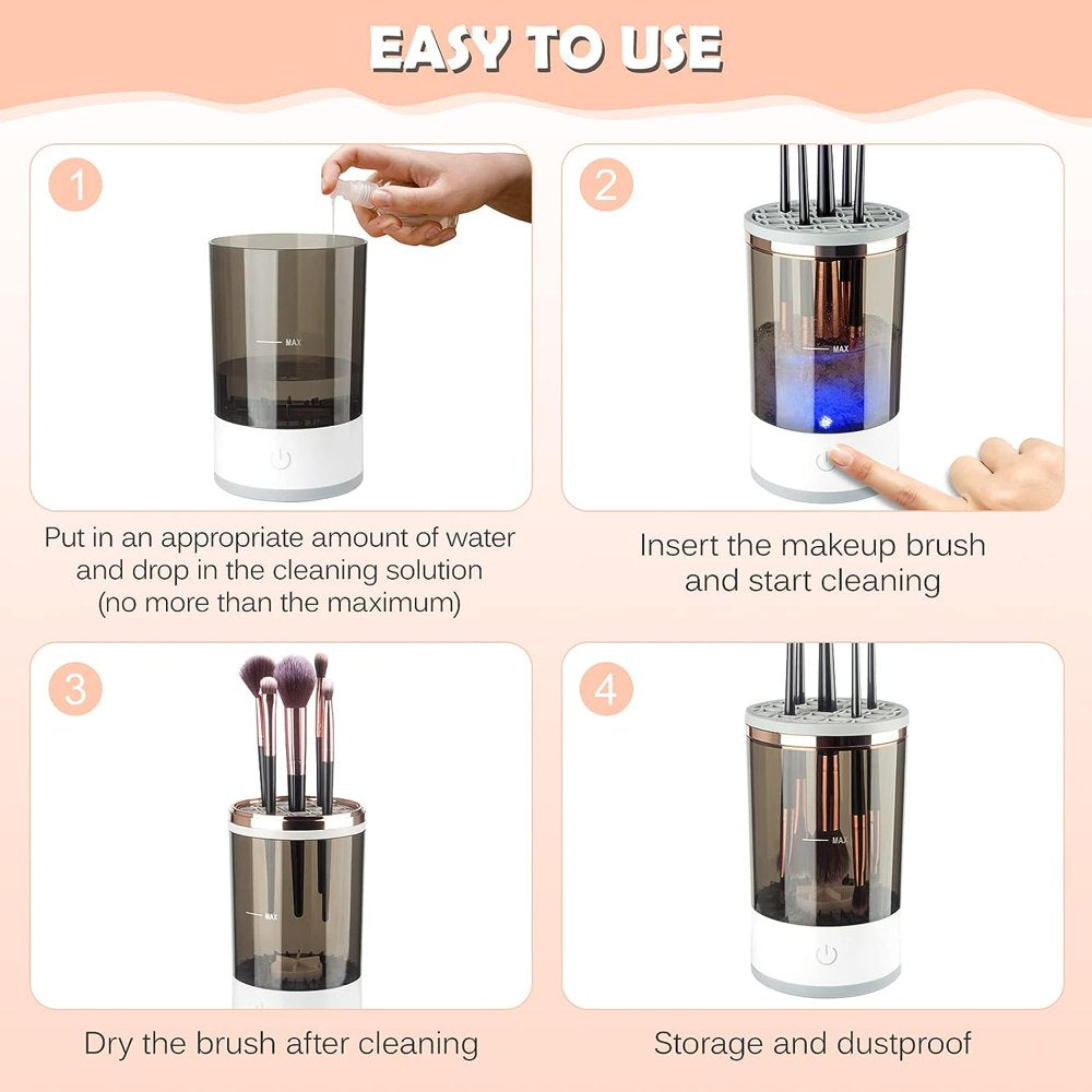 Cosmetic Electric Brush Cleaner, Automatic Spinning for All Size Makeup Brush, Gift for Women Wife Friend