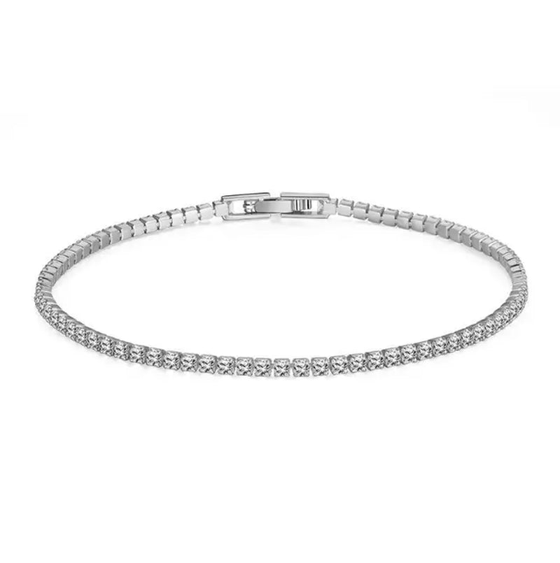 100% 925 Sterling Silver 3/4/5Mm Moissanite Gemstone Bangle Charm Wedding Tennis Chain Bracelet