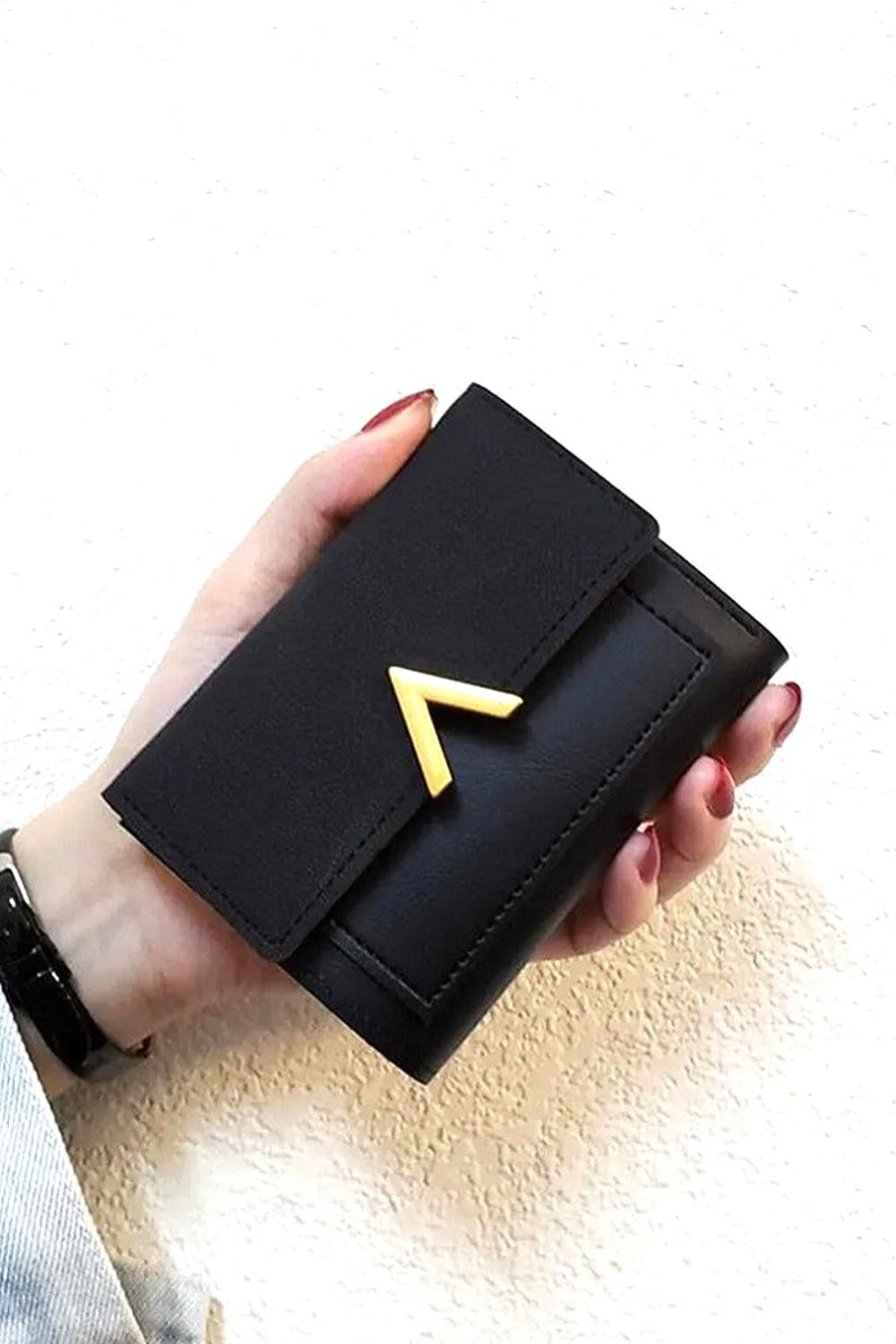 V point Compact Trifold Wallet