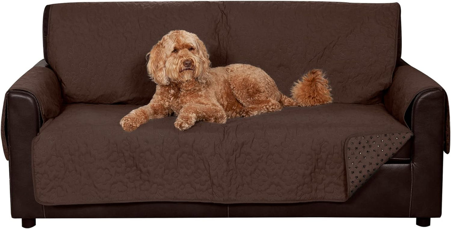 Large Sofa/Couch Cover Protector for Dogs, Cats, & Children - Water-Resistant & Reversible-Tone Pinsonic Quilted Living Room Furniture Cover - Gray/Mist, Large Sofa