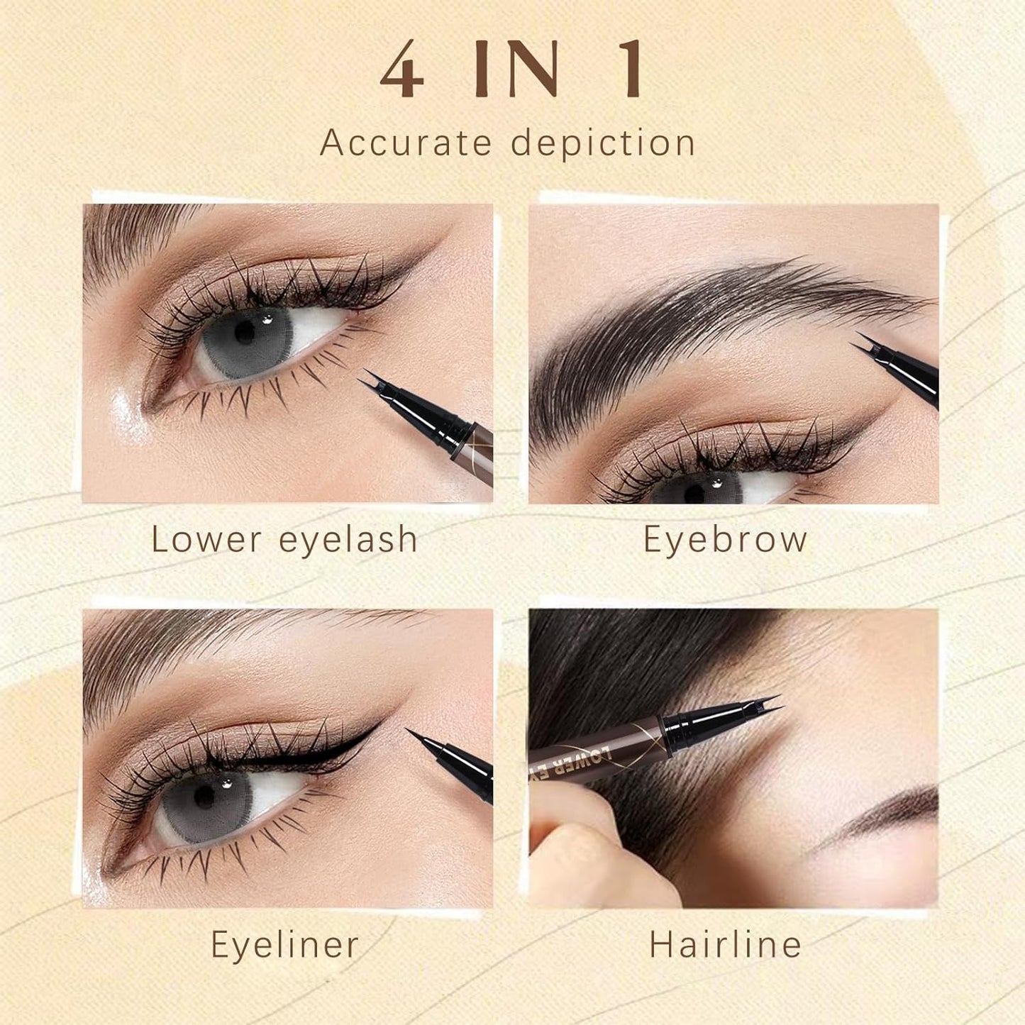 Dual Pronged Bottom Eyelashes Pen Super Slim Eye Liner Liquid Eyeliner Extra Fine 3D under Lash for Eye Makeup (Black 2Pcs)