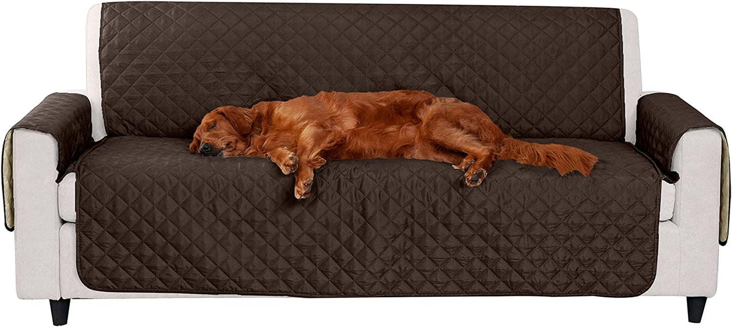 Large Sofa/Couch Cover Protector for Dogs, Cats, & Children - Water-Resistant & Reversible-Tone Pinsonic Quilted Living Room Furniture Cover - Gray/Mist, Large Sofa