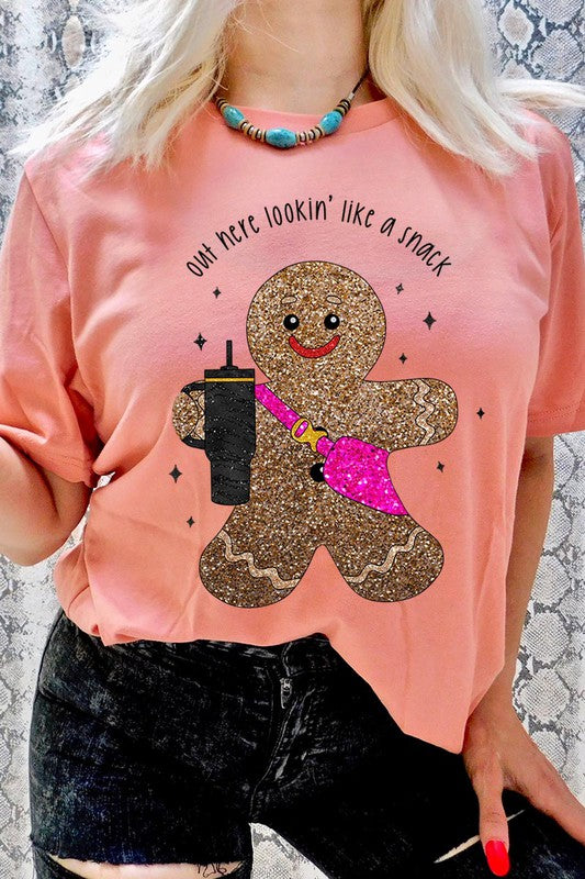 Pink Cross Bag Ginger Bread Shoping Man SHORT SLEEVE