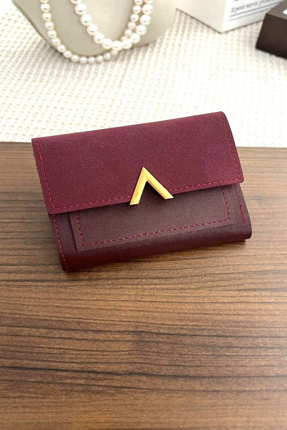 V point Compact Trifold Wallet