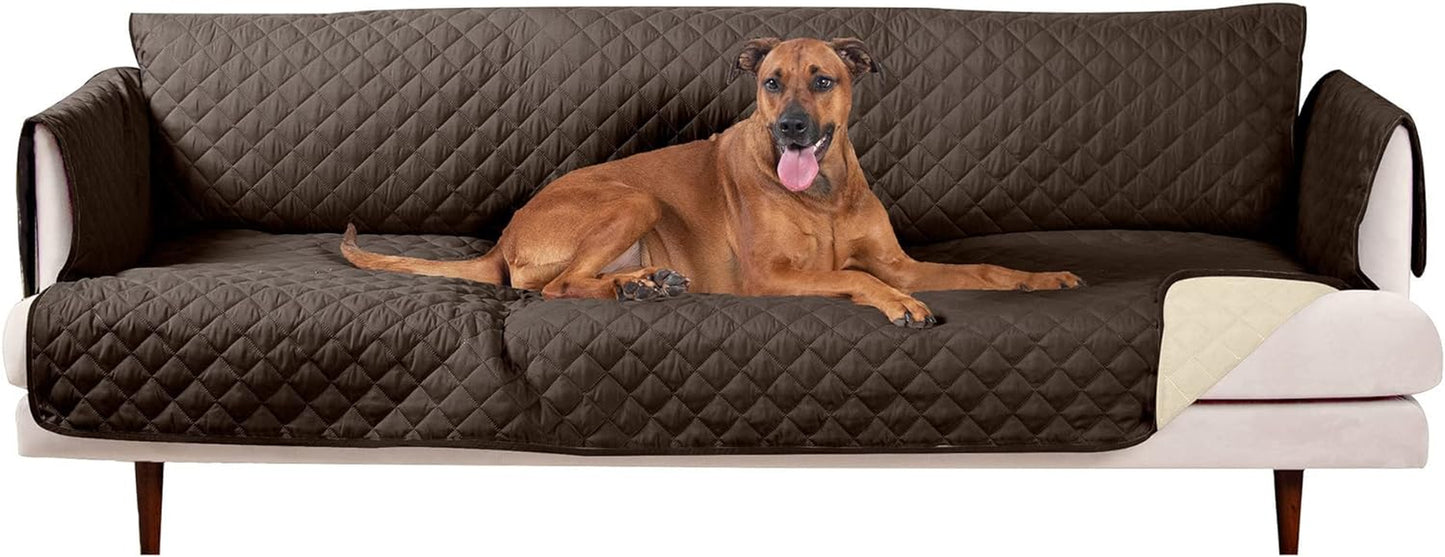 Large Sofa/Couch Cover Protector for Dogs, Cats, & Children - Water-Resistant & Reversible-Tone Pinsonic Quilted Living Room Furniture Cover - Gray/Mist, Large Sofa