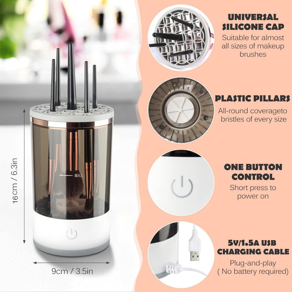 Cosmetic Electric Brush Cleaner, Automatic Spinning for All Size Makeup Brush, Gift for Women Wife Friend