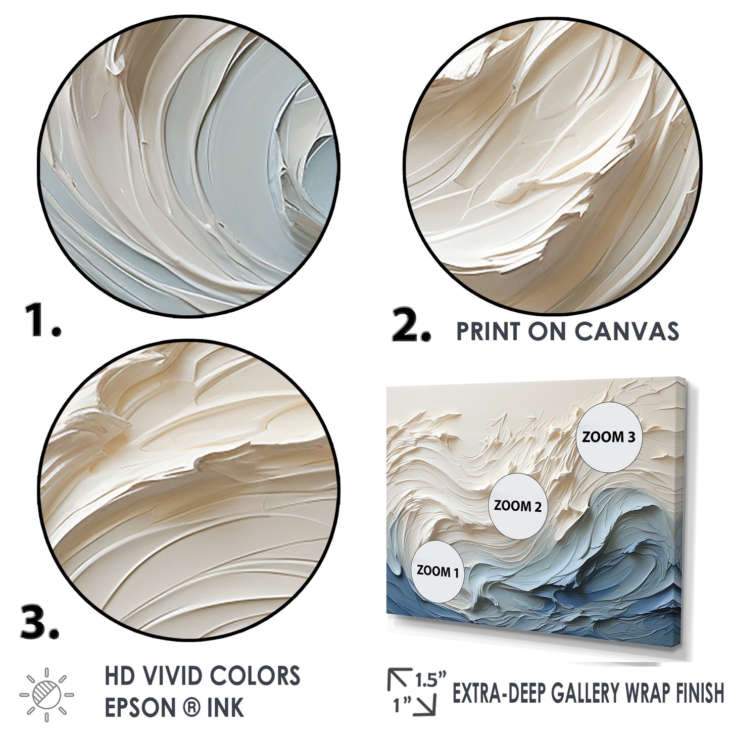 Designart "White and Blue Wave Papercut Style " Coastal Waves Wall Art