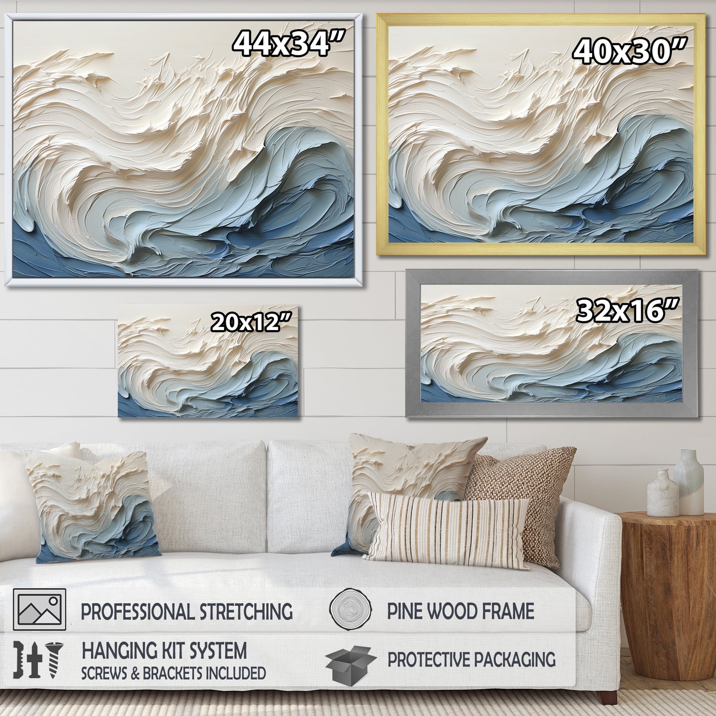 Designart "White and Blue Wave Papercut Style " Coastal Waves Wall Art