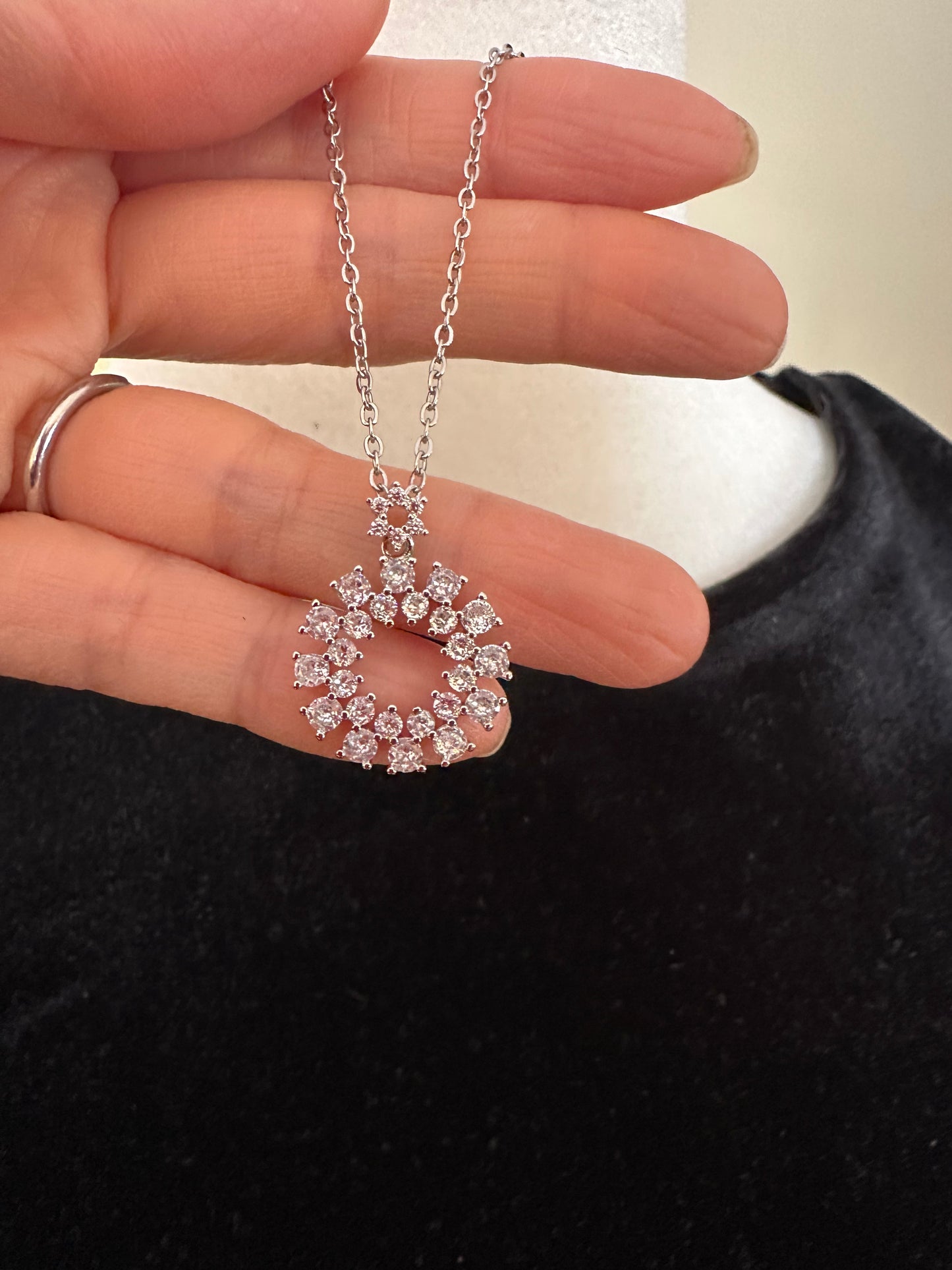 Luxury Byzantine Empire Circle Necklace with Cubic Zirconia Simple Stylish Chain