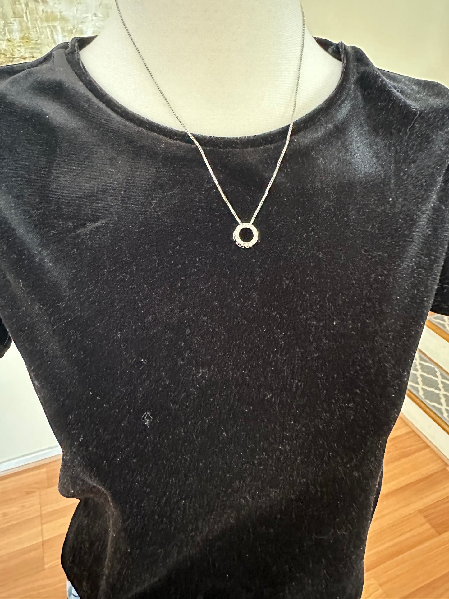 Luxury Byzantine Empire Circle Necklace with Cubic Zirconia Simple Stylish Chain