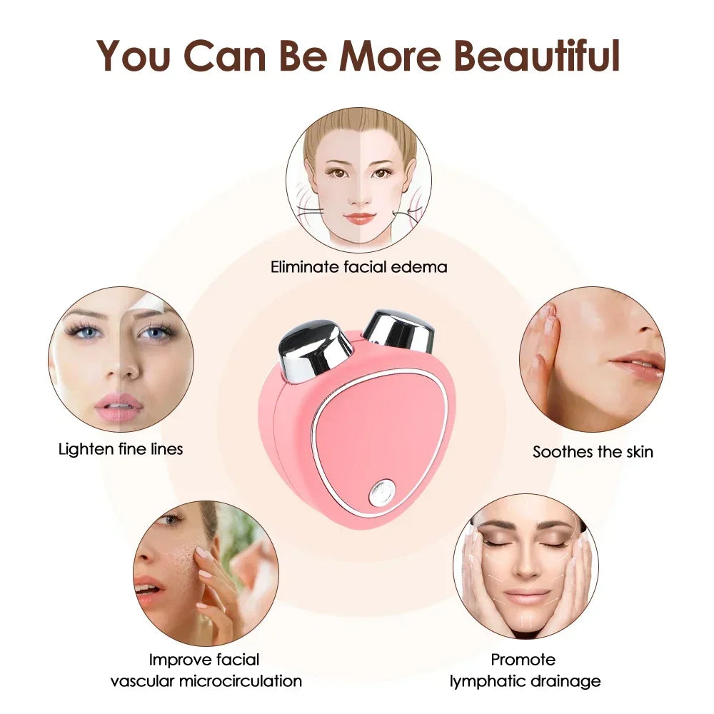 3D EMS Face Lifting Roller Facial Massager Microcurrent Skin Tightening Rejuvenation Anti Wrinkle Reducing Edema Beauty Care