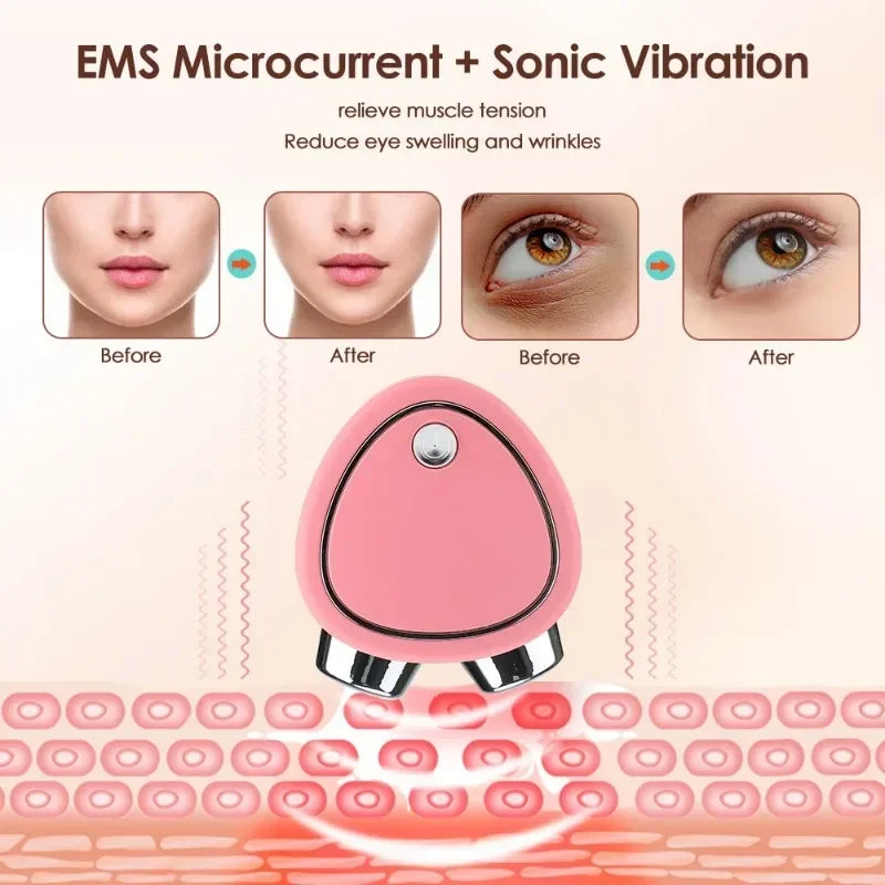 3D EMS Face Lifting Roller Facial Massager Microcurrent Skin Tightening Rejuvenation Anti Wrinkle Reducing Edema Beauty Care