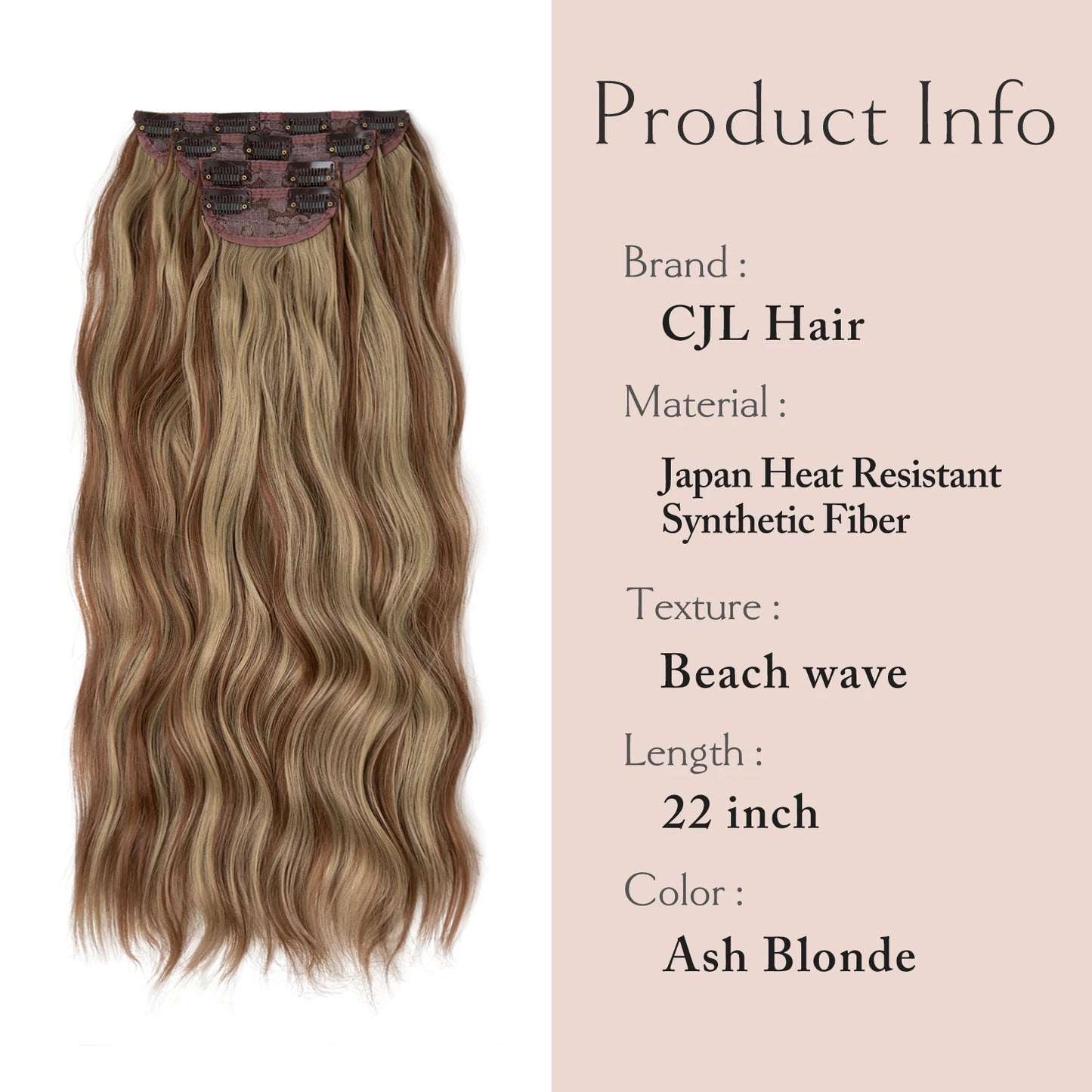 Synthetic Long Wavy Clip 4pcs In Hair Extensions 22" Thick Hairpiece For Women Brown Blonde Black Natural Fake Hair