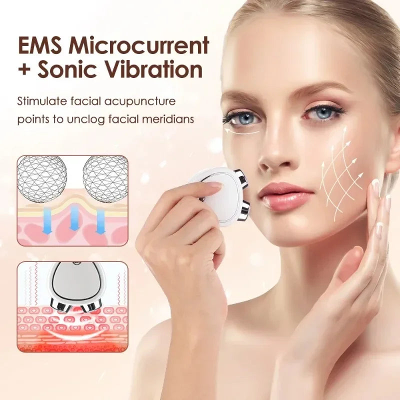 3D EMS Face Lifting Roller Facial Massager Microcurrent Skin Tightening Rejuvenation Anti Wrinkle Reducing Edema Beauty Care