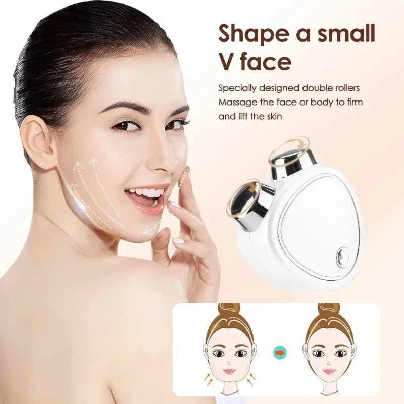 3D EMS Face Lifting Roller Facial Massager Microcurrent Skin Tightening Rejuvenation Anti Wrinkle Reducing Edema Beauty Care
