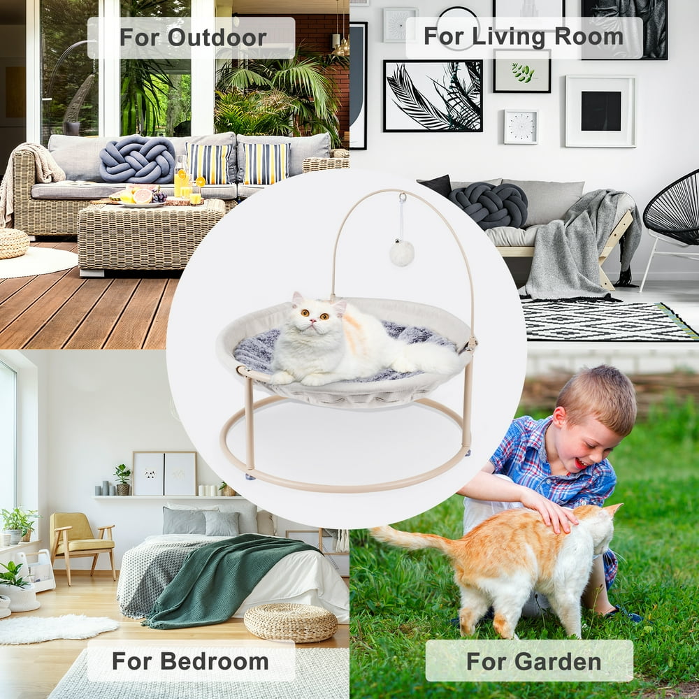 Cat Hammock, Cat Hammock Bed, Cat Bed, Detachable Pet Hammock Bed, Hanging Elevated Cat Nest, Pet Bed Suitable for Indoor Outdoor, Off-White