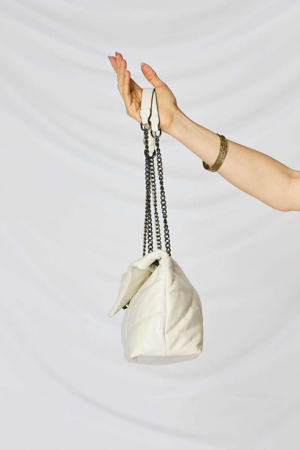 Black Quilted Embossing Women's PU Leather Chain Handbag